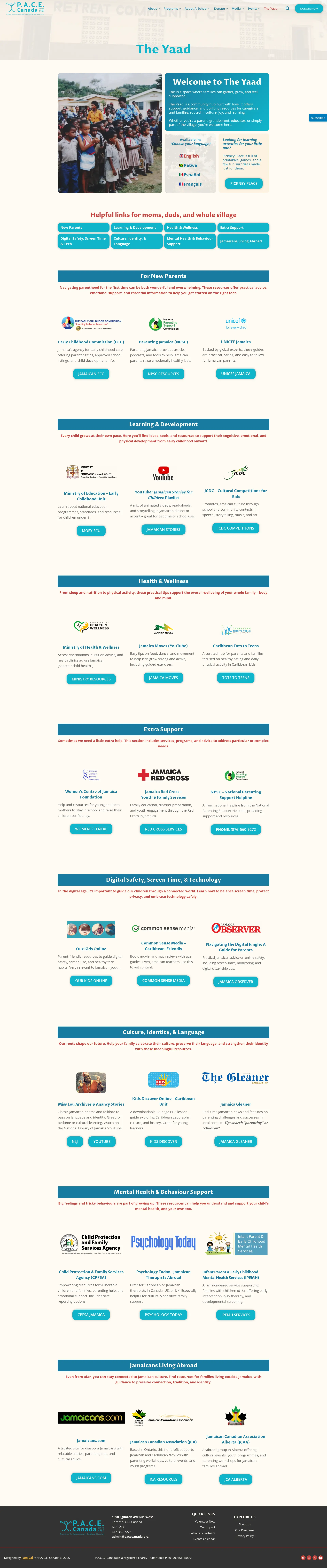 The Yaad - PACE Canada website mockup