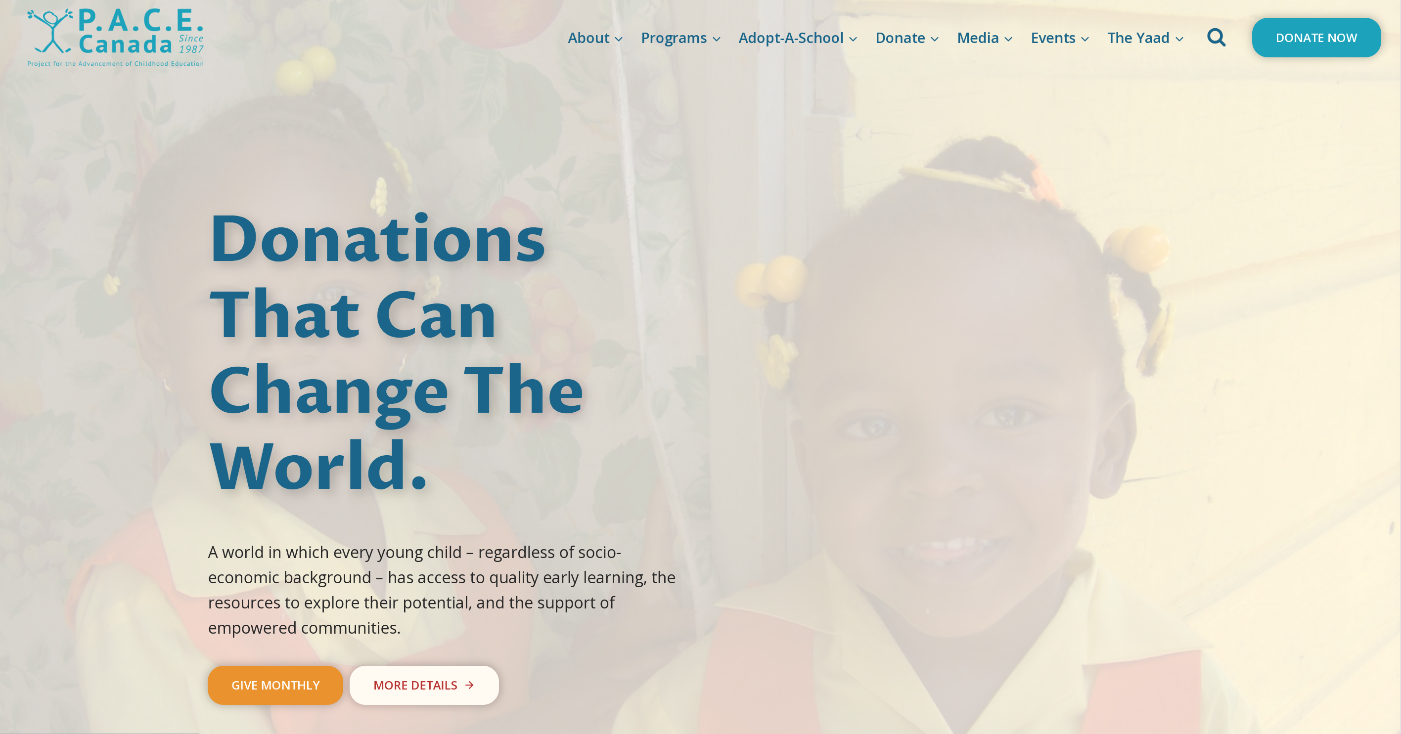 PACE Canada Homepage, Donations that Change the World