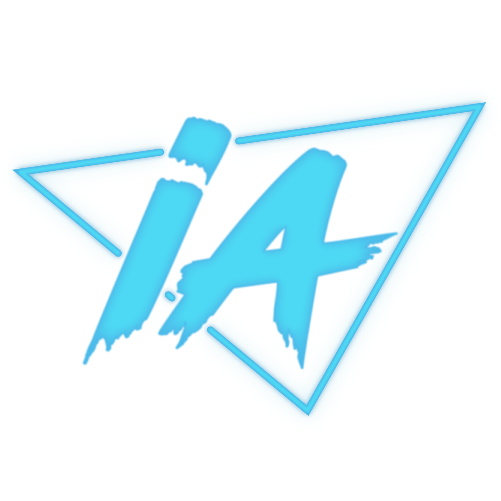 IA logo in neon blue